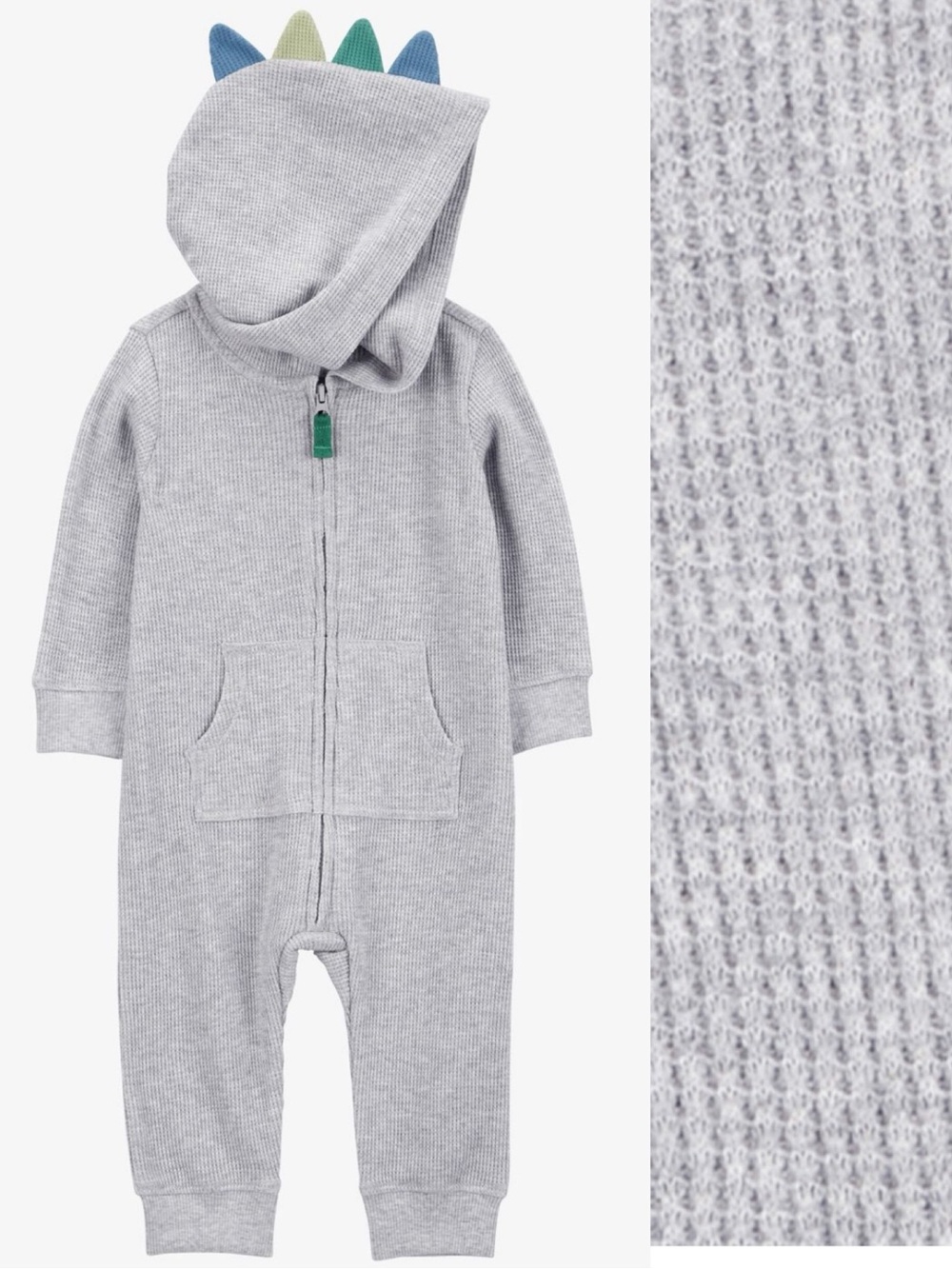 Carter's Baby Boy Dinosaur Cotton Blend Long-Sleeve Jumpsuit in Grey